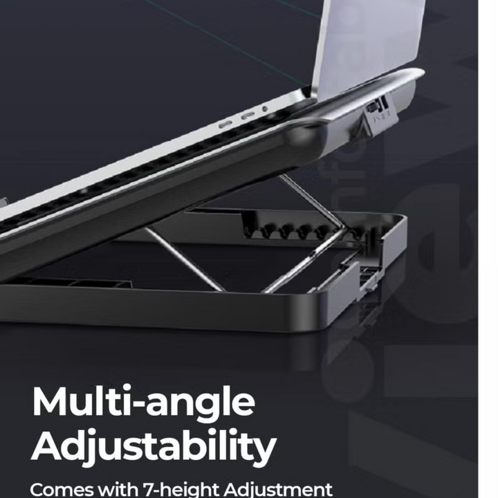 RAEGR RapidCool 900 Aluminium Laptop Cooling Pad | Two USB Port| with Multi-Angle Adjustment & Adjustable wind speed, Metal Support | Foldable Anti-Skid Baffle