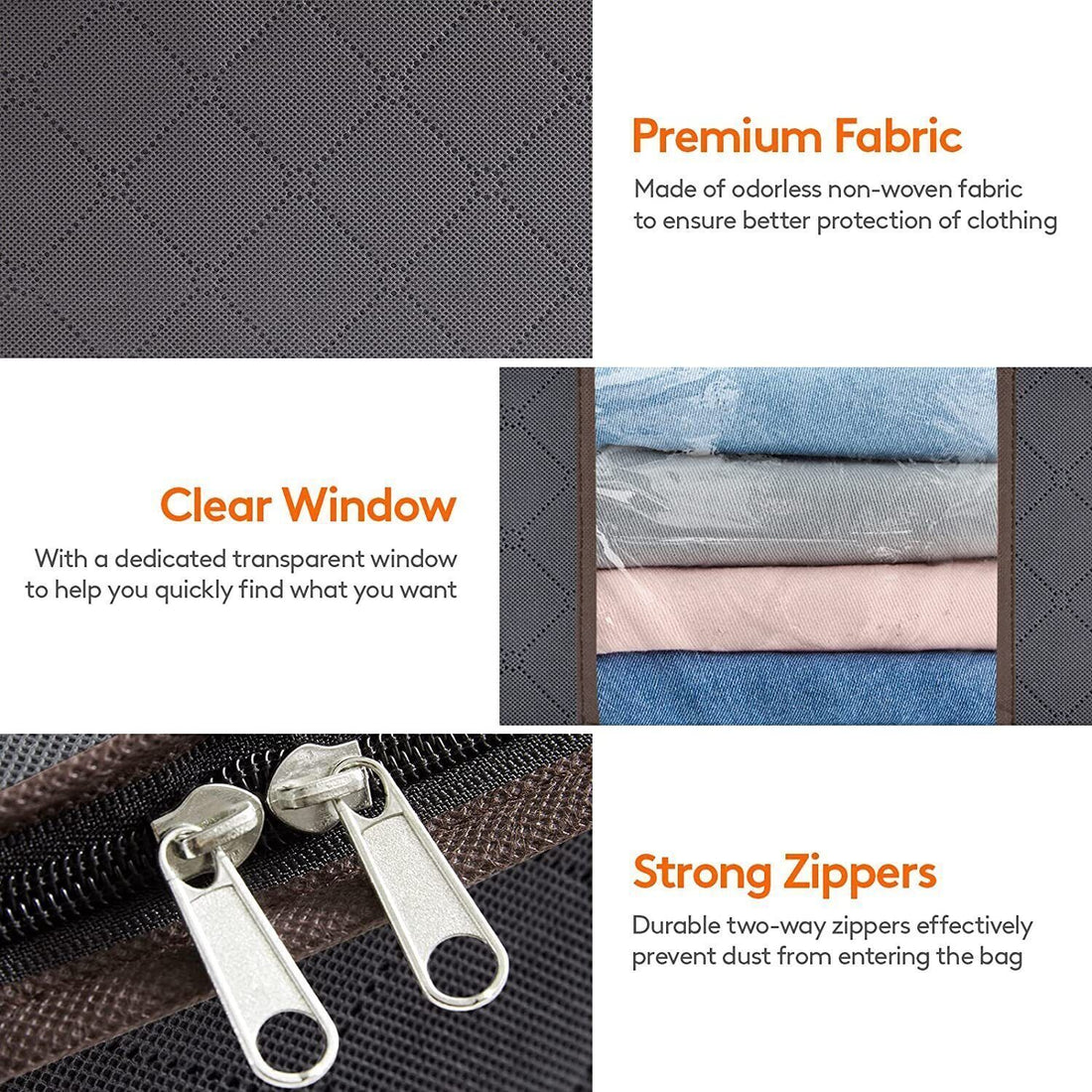 4Pcs Clothes Storage Bags Zipped Organizer Underbed Wardrobe Cube Closet Boxes