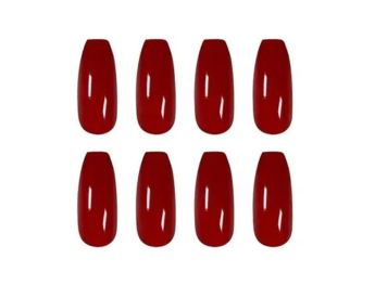 24 pcs Ice Through Red Nail Art Tip with Glue Included - Full Cover Medium Ballet Press On Nails for Nail Salons and Women DIY - Stunning Red Nail Art Tip for a Glamorous Look