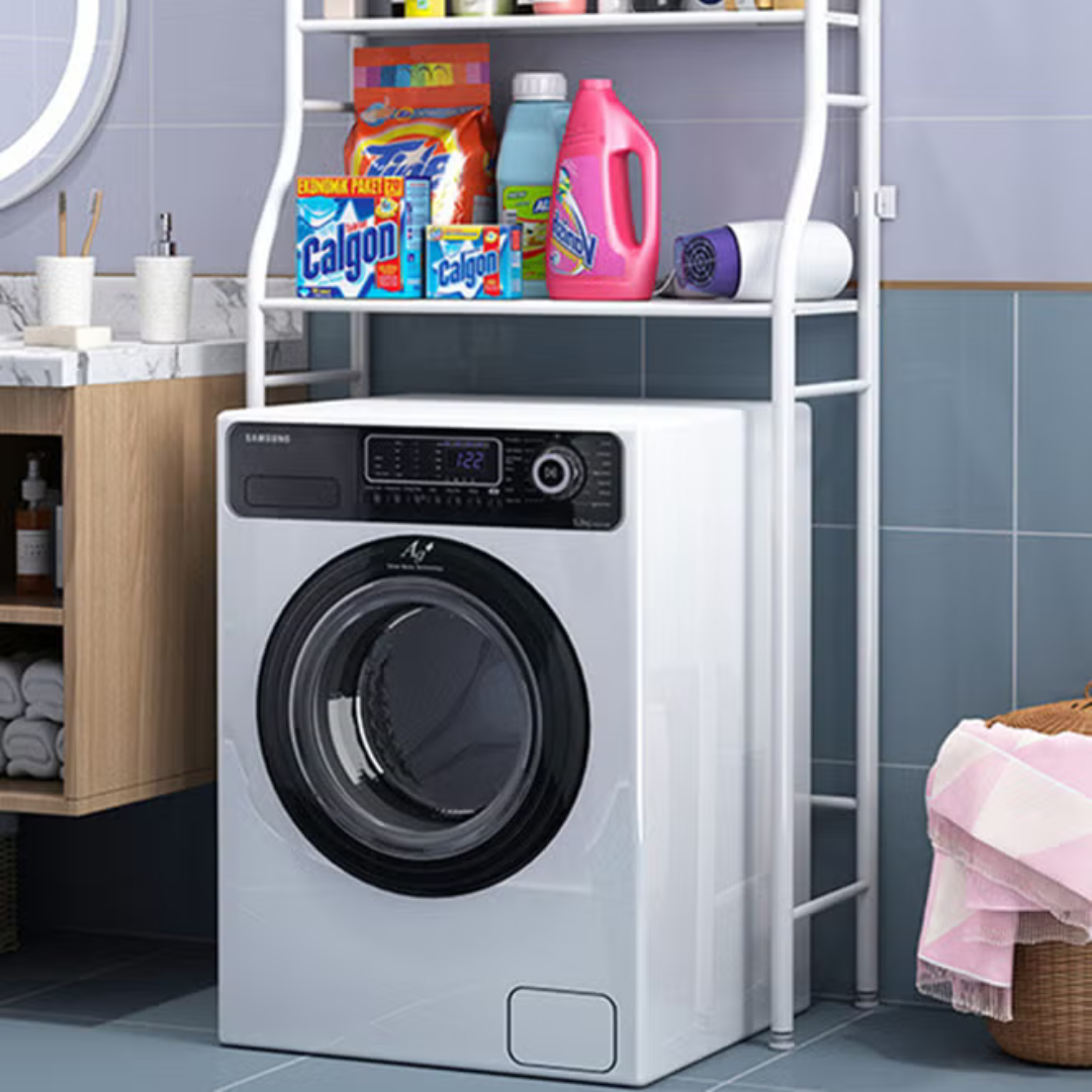 Washing Machine Rack Storage With Drawer White