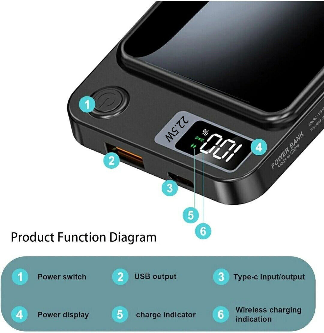 Magnetic Wireless Power Bank 12000mAh For Magsafe Battery Pack For Phone 14 13